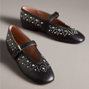 Bibi Lou Black Studded Women's Mary Jane Shoes